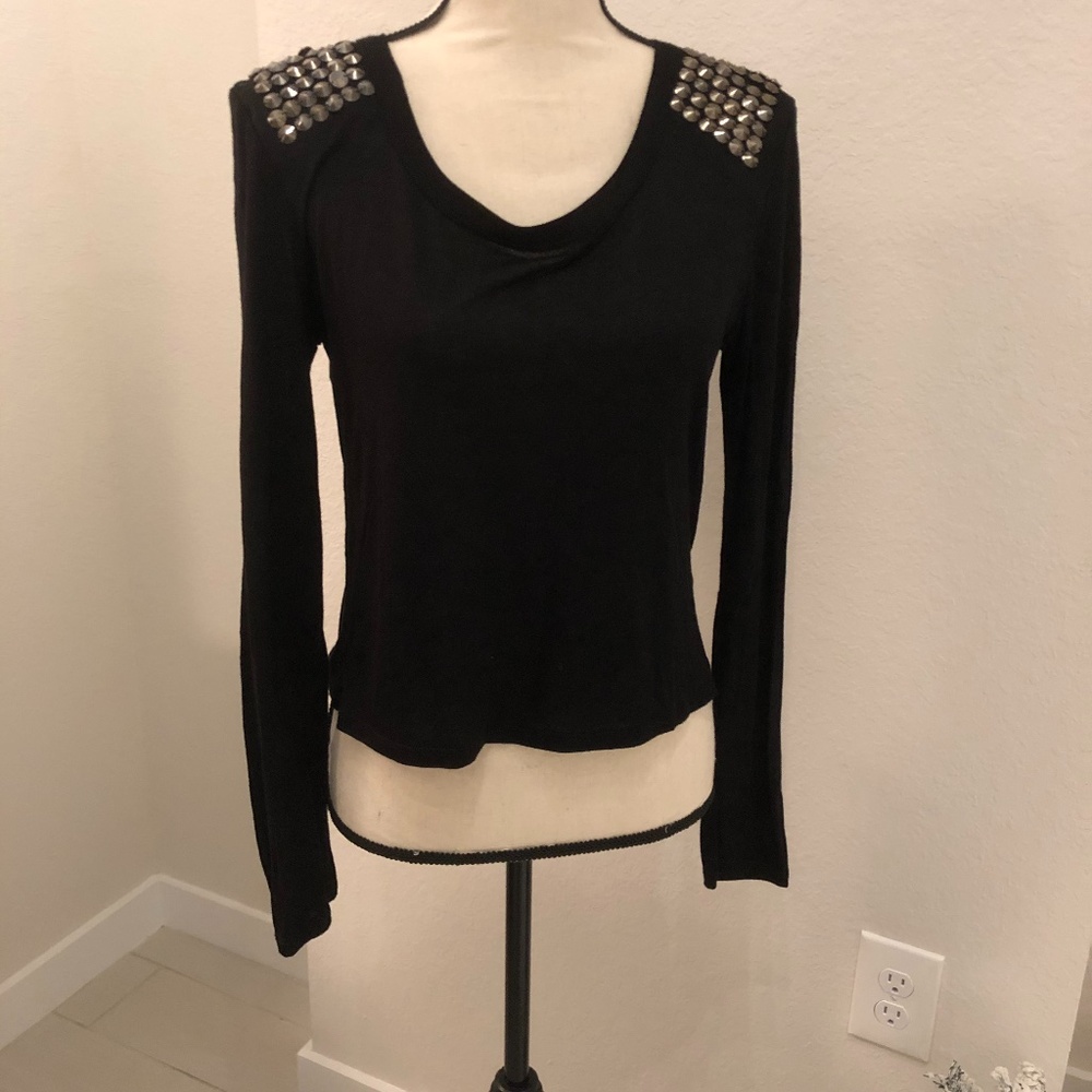 Black Shoulder Embellished Top